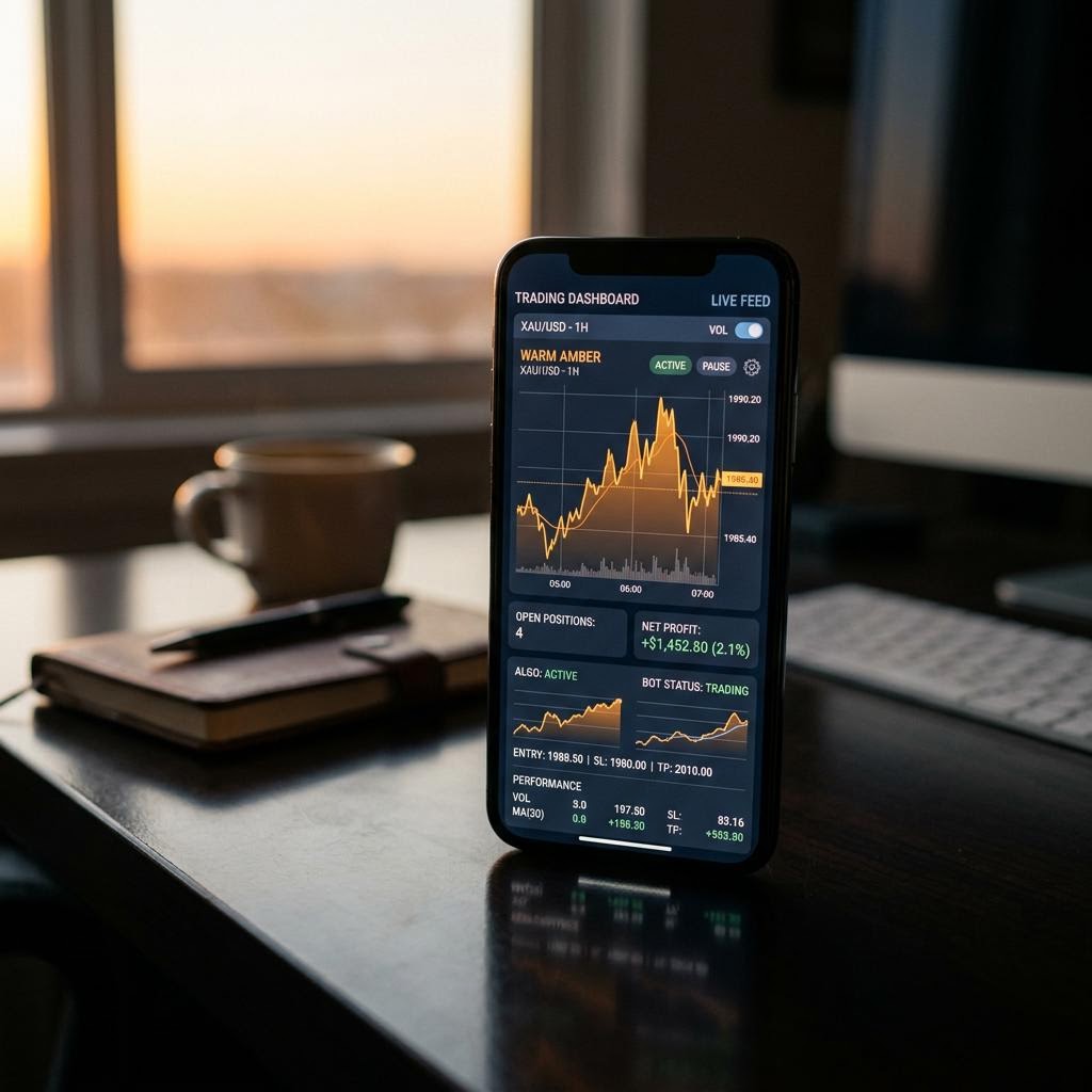 Pelican Trustmere AI crypto trading platform interface on mobile and desktop